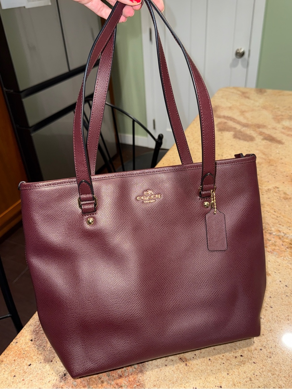 Coach burgundy leather tote bag